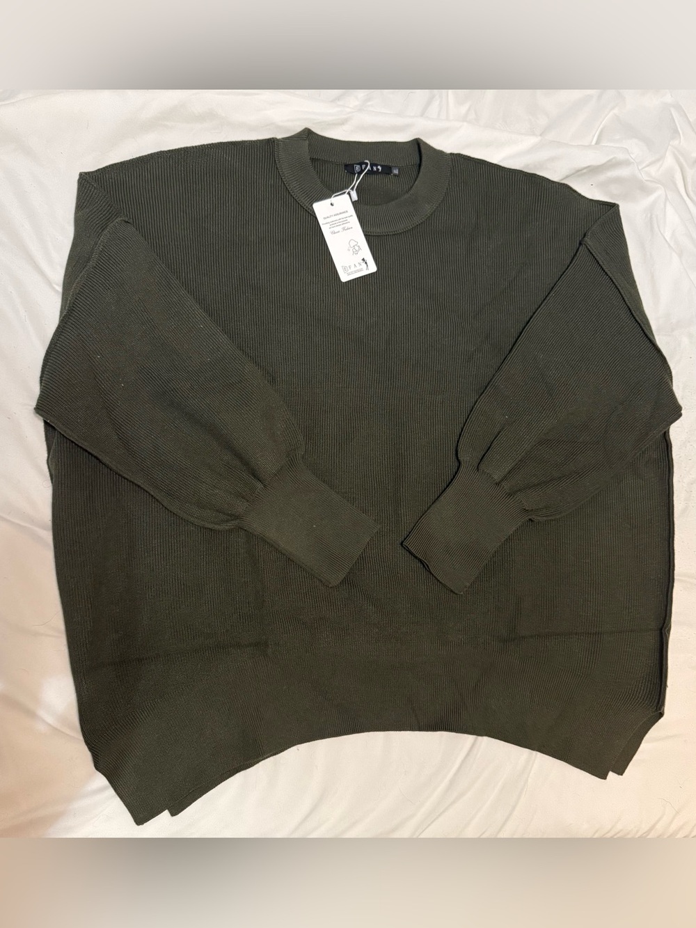 Olive Green Relaxed Crewneck Sweater